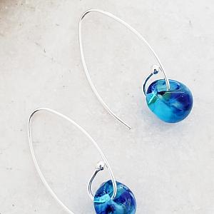 Curled Marquis Earrings in Azure Blue