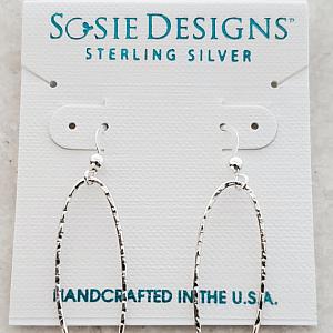 Silver Large Diamond Cut Oval Earrings