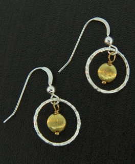 Two-Tone Hammered Earrings - Gold/Silver