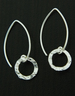 Marquis Round Hammered Earrings