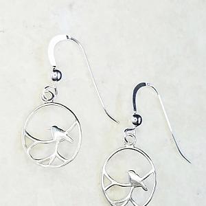 Silver Nightingale Bird Earrings