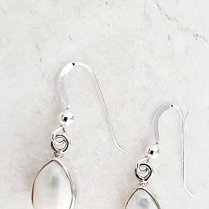 Sterling Silver Bezeled Teardrop Earring - Pearl