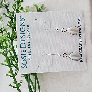 Sterling Silver Bezeled Teardrop Earring - Pearl