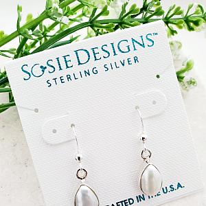 Sterling Silver Bezeled Teardrop Earring - Pearl