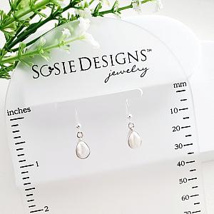 Sterling Silver Bezeled Teardrop Earring - Pearl