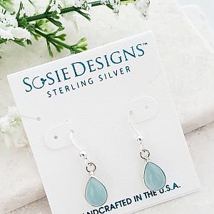 Sterling Silver Bezeled Teardrop Earring - Aqua Chalcedony