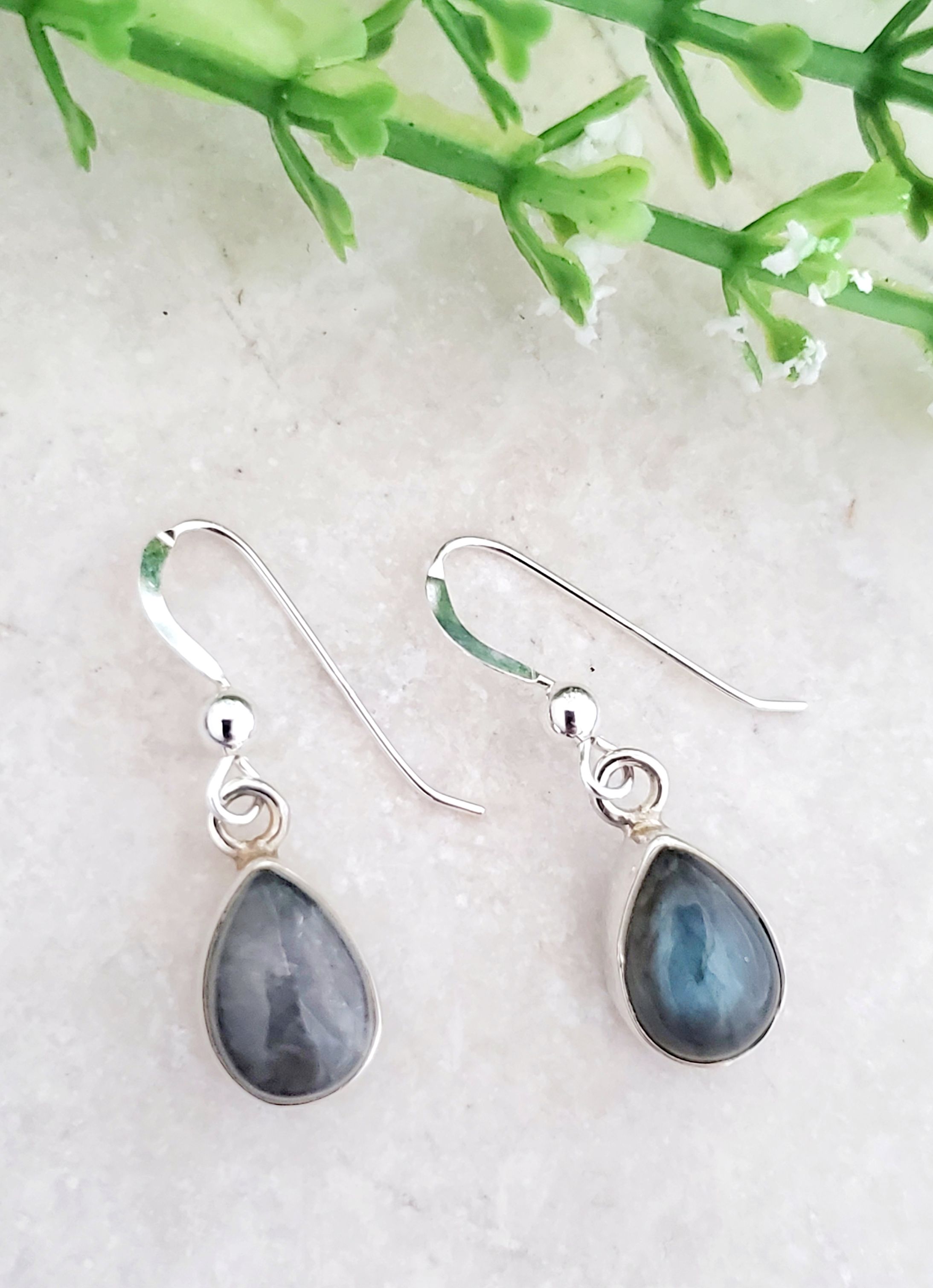 Sterling Silver Bezeled Teardrop Earring - Labradorite