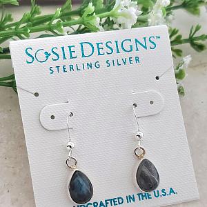 Sterling Silver Bezeled Teardrop Earring - Labradorite