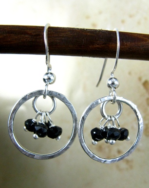 Gemstone Cluster Earrings in Black Spinel
