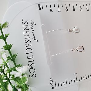 Sterling Silver Flat Marquis Bezeled Teardrop Earring - Pearl