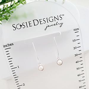 Sterling Silver Flat Marquis Round Bezeled Earring - Pearl