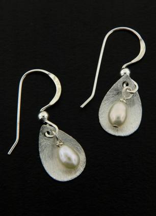 White Pearl Petal Drop Earrings