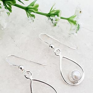 Sterling Silver Teardrop Earrings - Freshwater Pearl
