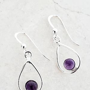 Sterling Silver Teardrop Earrings - Amethyst