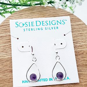 Sterling Silver Teardrop Earrings - Amethyst