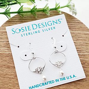 Lotus Lamp Earrings - White Pearl