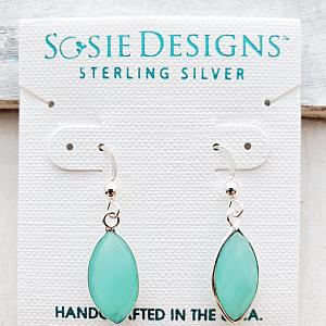 Silver Chalcedony Marquis Earrings