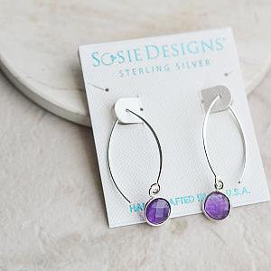 Silver Marquis Amethyst Earring