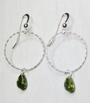 CZ Diamond Cut Hoops Earrings - Olivine