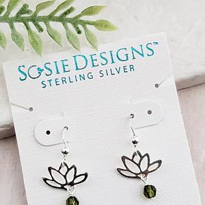 Lotus Blooms Earrings in Olivine