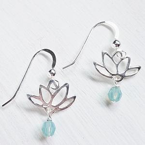 Lotus Blooms Earrings in Pacific Opal