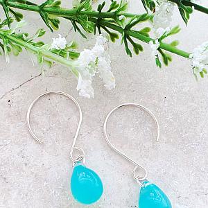 Glass Teardrop Earrings - Opal