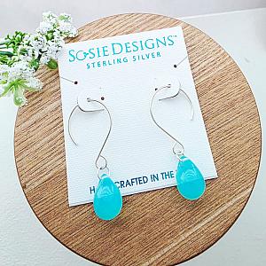 Glass Teardrop Earrings - Opal