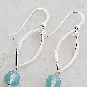 Silver Lotus Petals Pacific Opal Crystal Earrings