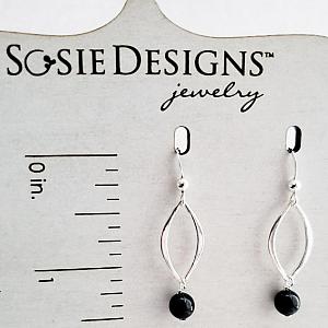 Silver Lotus Petal Crystal Pearls Earrings - Mystic Black