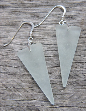 Eco Sea Glass Shield Earrings - Sea Foam