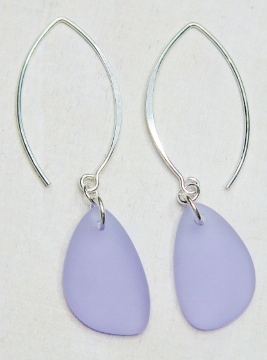 Eco Sea Glass Marquis Pebble Earrings - Periwinkle