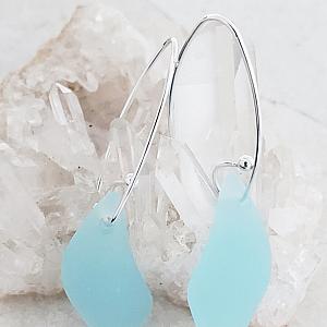 Eco Sea Glass Marquis Splash Earrings - Sea Foam