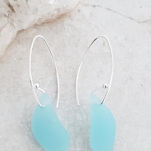 Eco Sea Glass Marquis Splash Earrings - Sea Foam