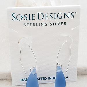 Eco Sea Glass Marquis Splash Earrings - Sapphire Blue
