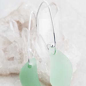 Eco Sea Glass Marquis Splash Earrings - Peridot Green