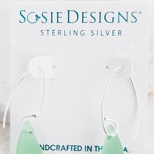 Eco Sea Glass Marquis Splash Earrings - Peridot Green