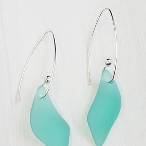 Eco Sea Glass Marquis Splash Earrings - Autumn Green