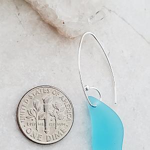 Eco Sea Glass Marquis Splash Earrings - Pacific Blue