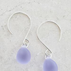 Silver Eco Sea Glass Sea Droplets Earrings - Periwinkle
