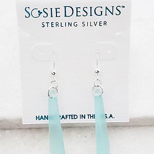Cultured Sea Glass Paddle Earrings - Turquoise