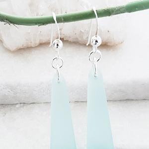 Cultured Sea Glass Paddle Earrings - Seafoam
