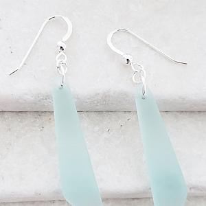 Cultured Sea Glass Paddle Earrings - Seafoam