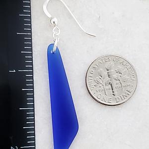 Cultured Sea Glass Paddle Earrings - Cobalt Blue