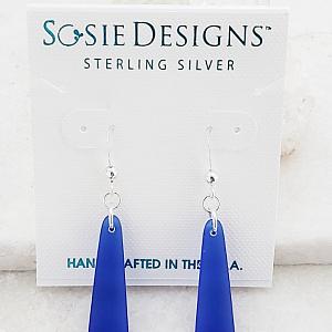 Cultured Sea Glass Paddle Earrings - Cobalt Blue