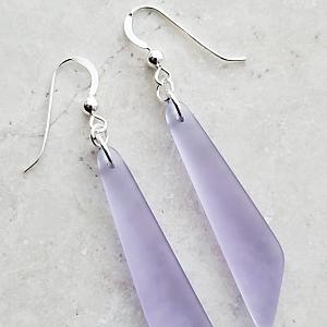 Cultured Sea Glass Paddle Earrings - Periwinkle