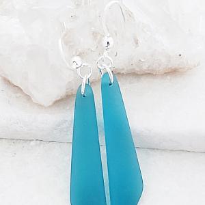 Cultured Sea Glass Paddle Earrings - Teal