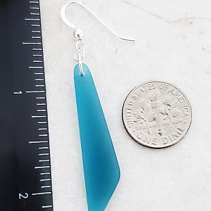 Cultured Sea Glass Paddle Earrings - Teal