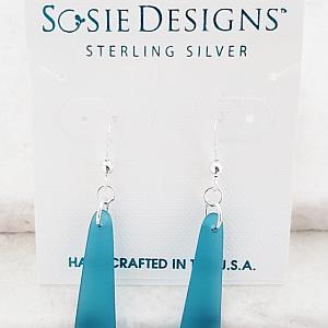 Cultured Sea Glass Paddle Earrings - Teal