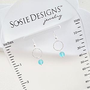 Cultured Sea Glass Diamond Cut Earrings - Turquoise
