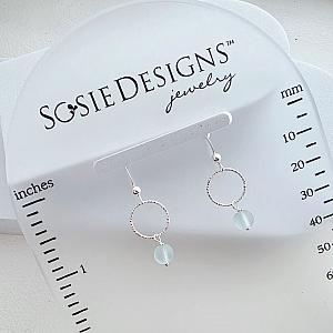 Cultured Sea Glass Diamond Cut Earrings - Sea Foam